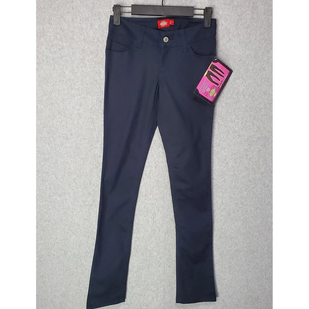 NWT Dickies Girl Juniors Classic 5 Pocket Skinny Pant HH164 Size 0 Dark Blue.